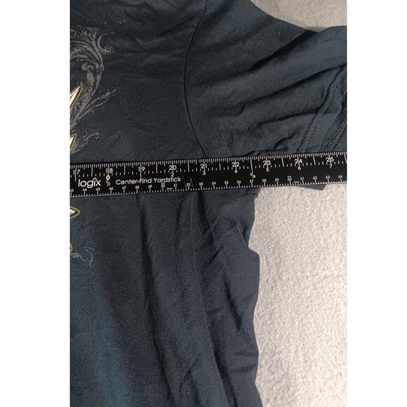 Ocean Pacific Graphic Tee Black Neon Winged Crest Tribal Design Men L Streetwear - Picture 3 of 4